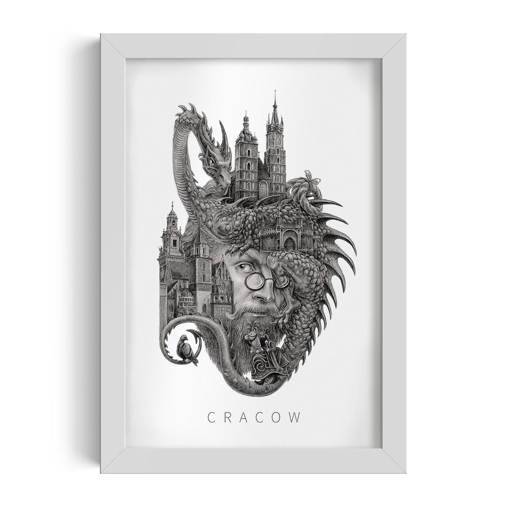 Fehér keret kép Krakkó Fekete és fehér