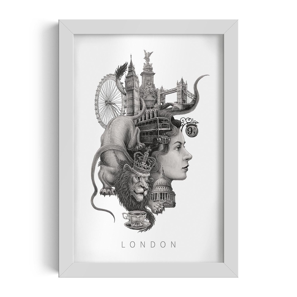 Fehér keret kép London Fekete-fehér
