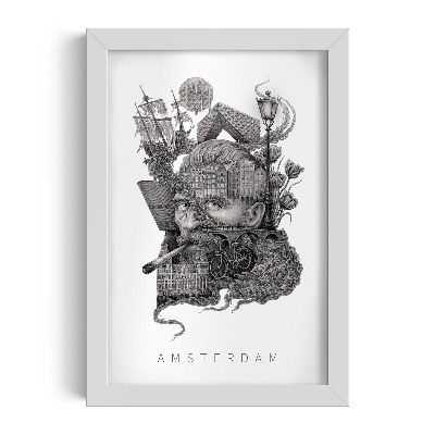 Fehér keret kép Amszterdam Fekete-fehér