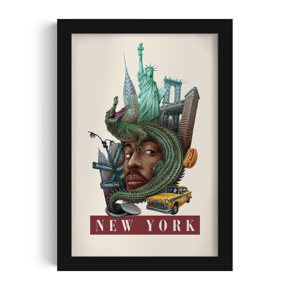 Fekete keretes kép New York szüreti kiadás