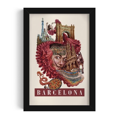 Fekete keretes kép Barcelona Vintage
