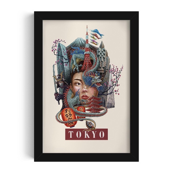 Fekete keretes kép Tokió Vintage
