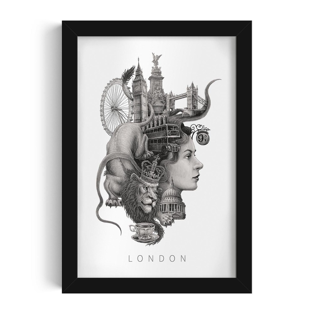 Fekete keretes kép London Fekete-fehér