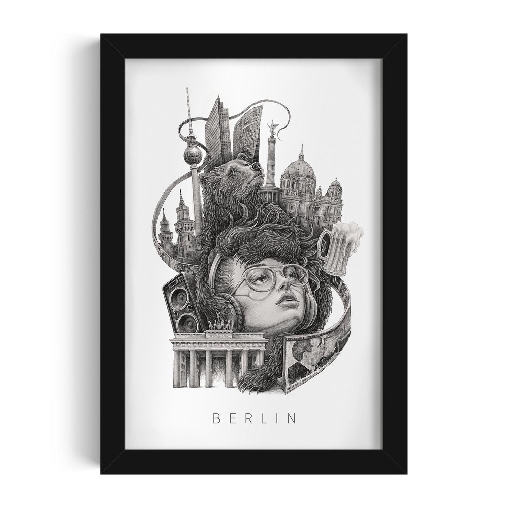 Fekete keretes kép Berlin Fekete-fehér