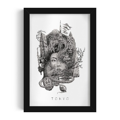 Fekete keretes kép Tokió Fekete-fehér