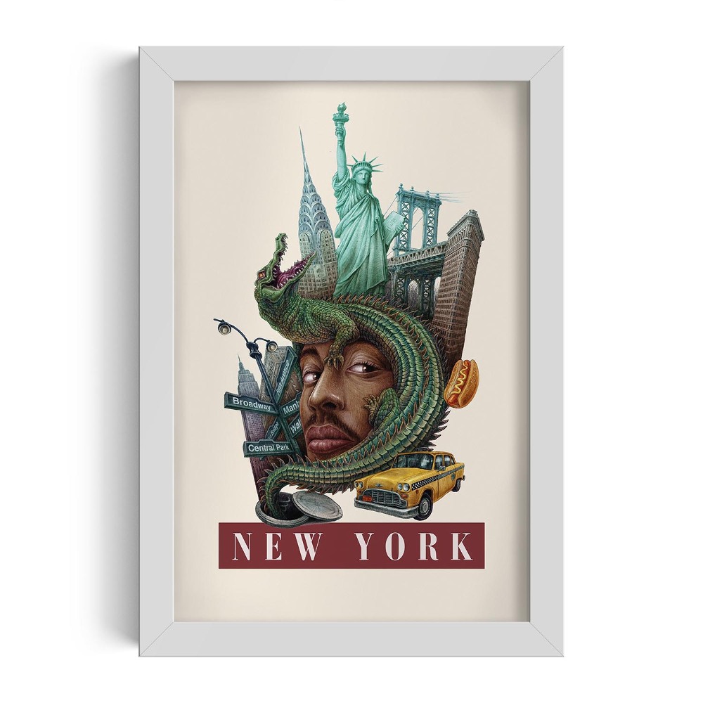 Fehér keret kép New York szüreti kiadás