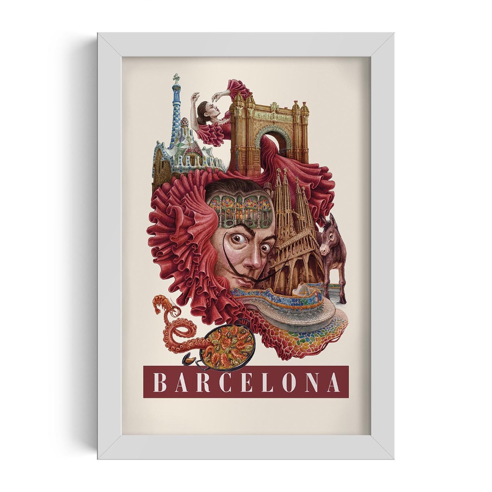 Fehér keret kép Barcelona Vintage