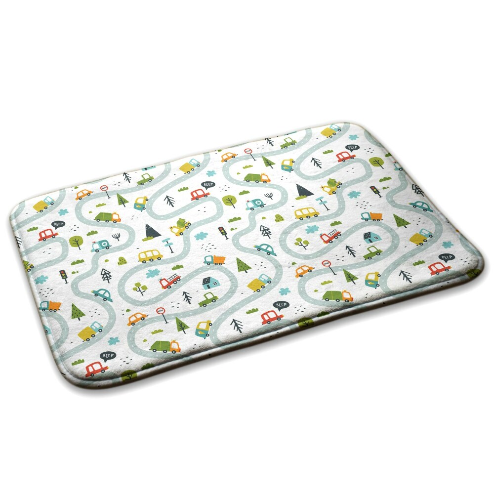 Szőnyeg Út autókkal és fákkal