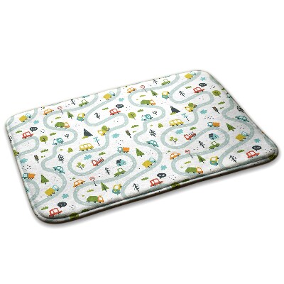 Szőnyeg Út autókkal és fákkal