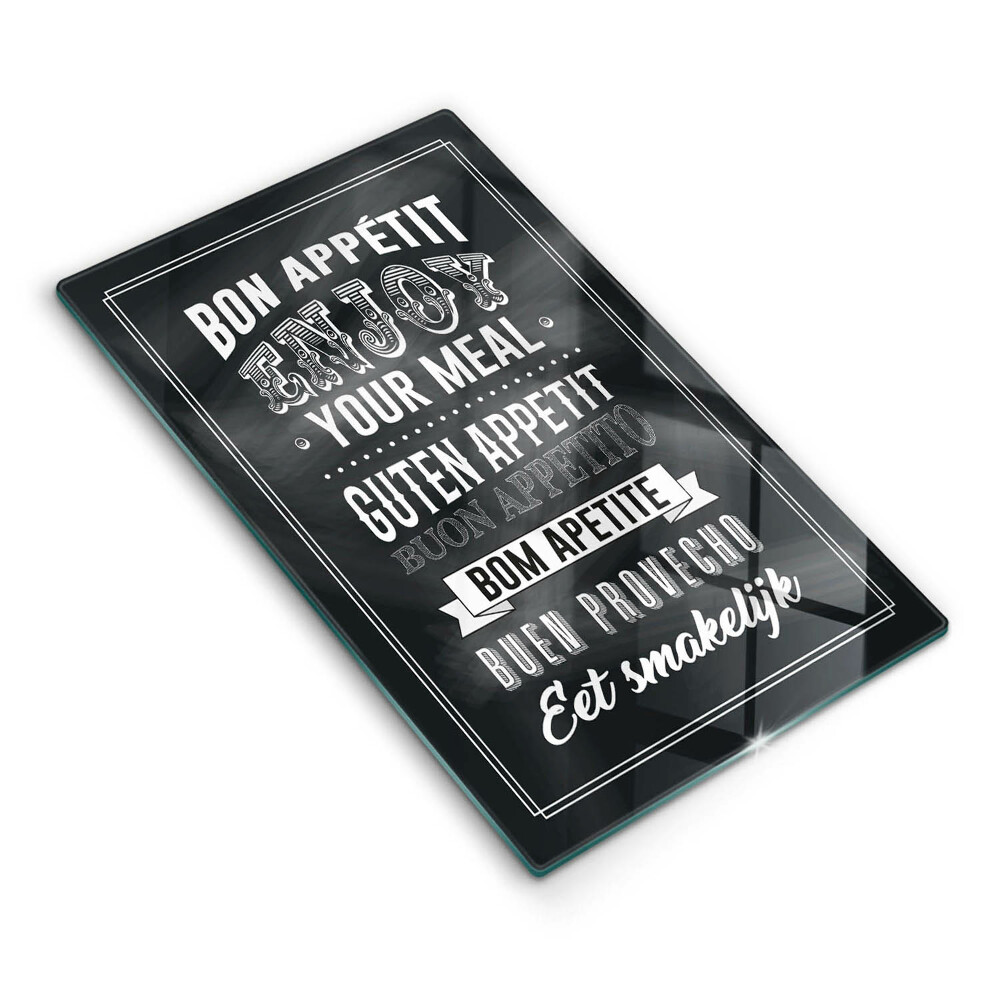 Üveg vágódeszka fényképpel Felirat a konyhába, mondat