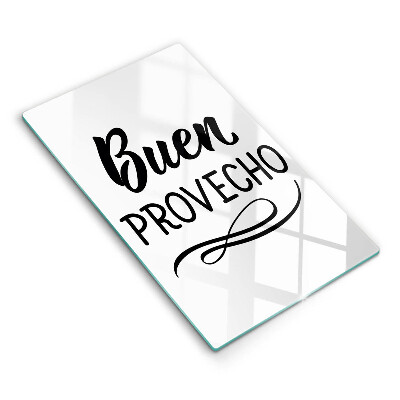 Üveg vágódeszka Buen provecho felirat
