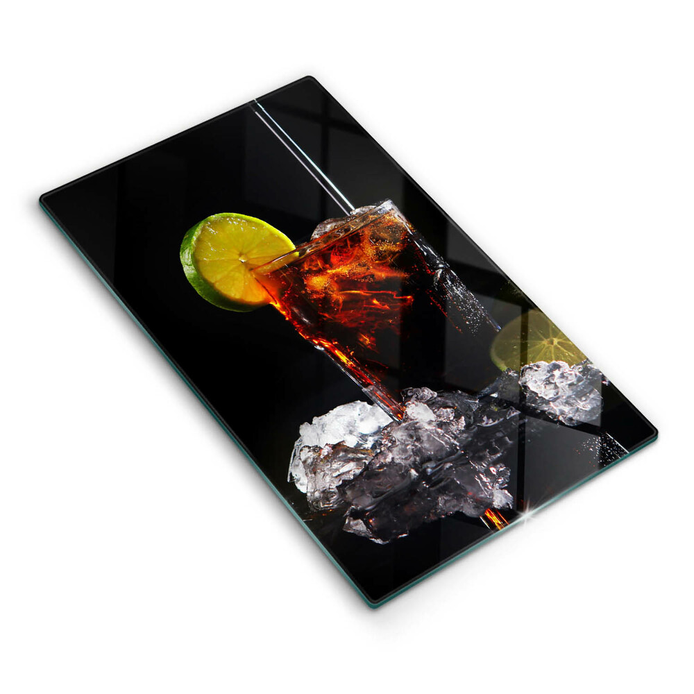 Üveg vágódeszka fényképpel Földes ital jéggel