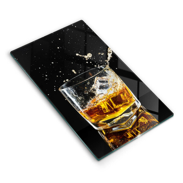 Üveg vágódeszka fényképpel Egy pohár whisky