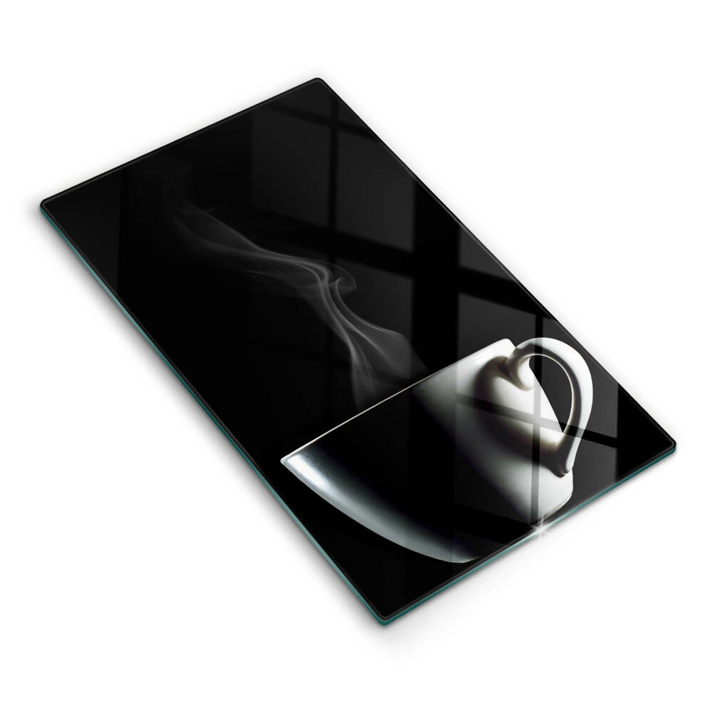 Üveg vágódeszka fényképpel Csésze tea