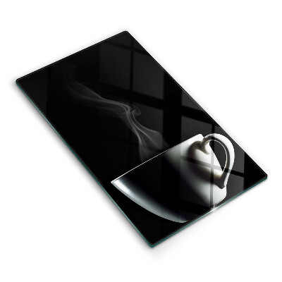 Üveg vágódeszka fényképpel Csésze tea