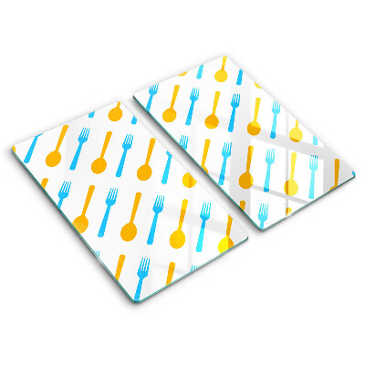 Edzett üveg vágódeszka Villák és kanalak 2 darab