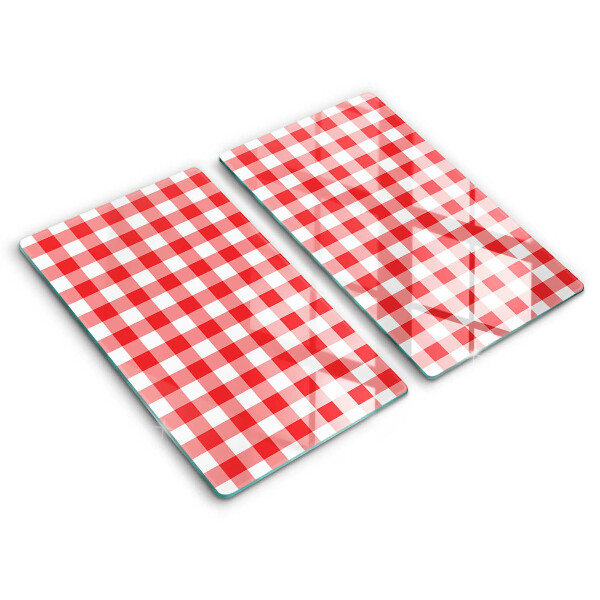 Üveg vágódeszka Piros és fehér kocka 2 szt.