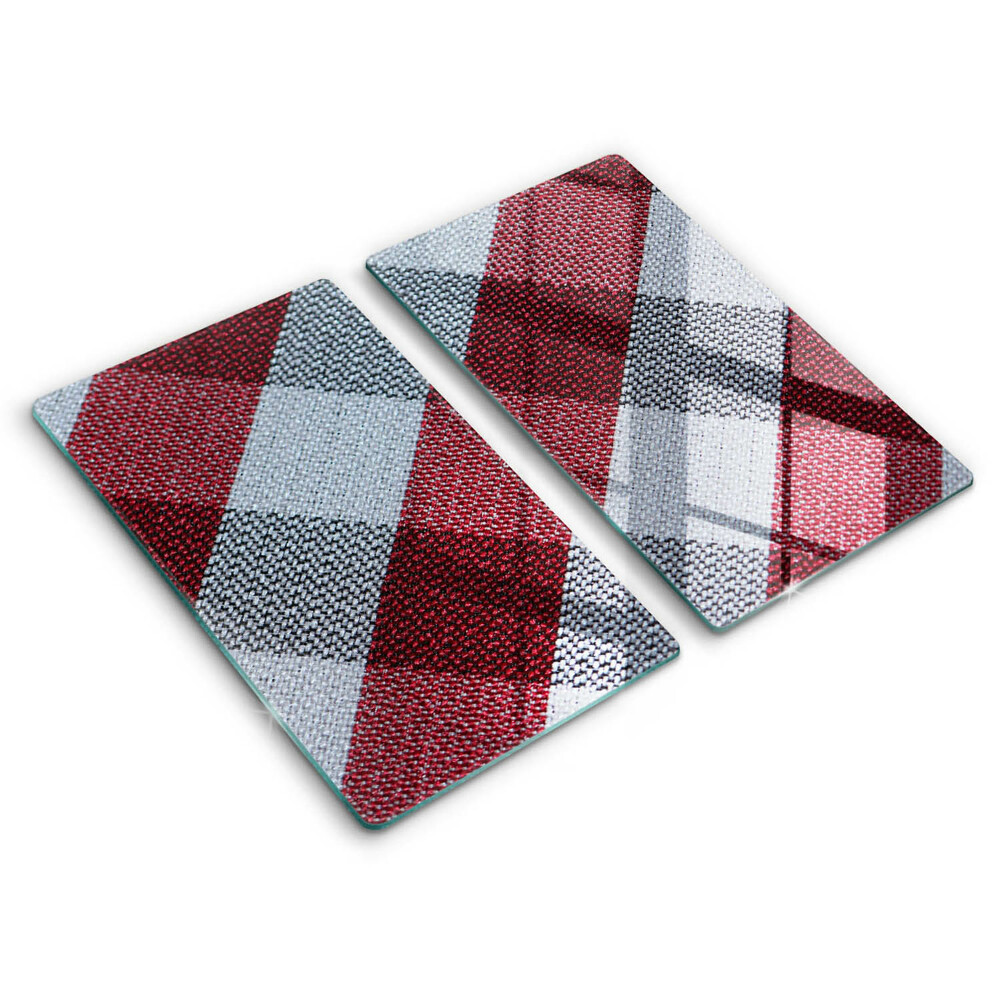 Edzett üveg vágódeszka Piros és fehér kockás 2 darab