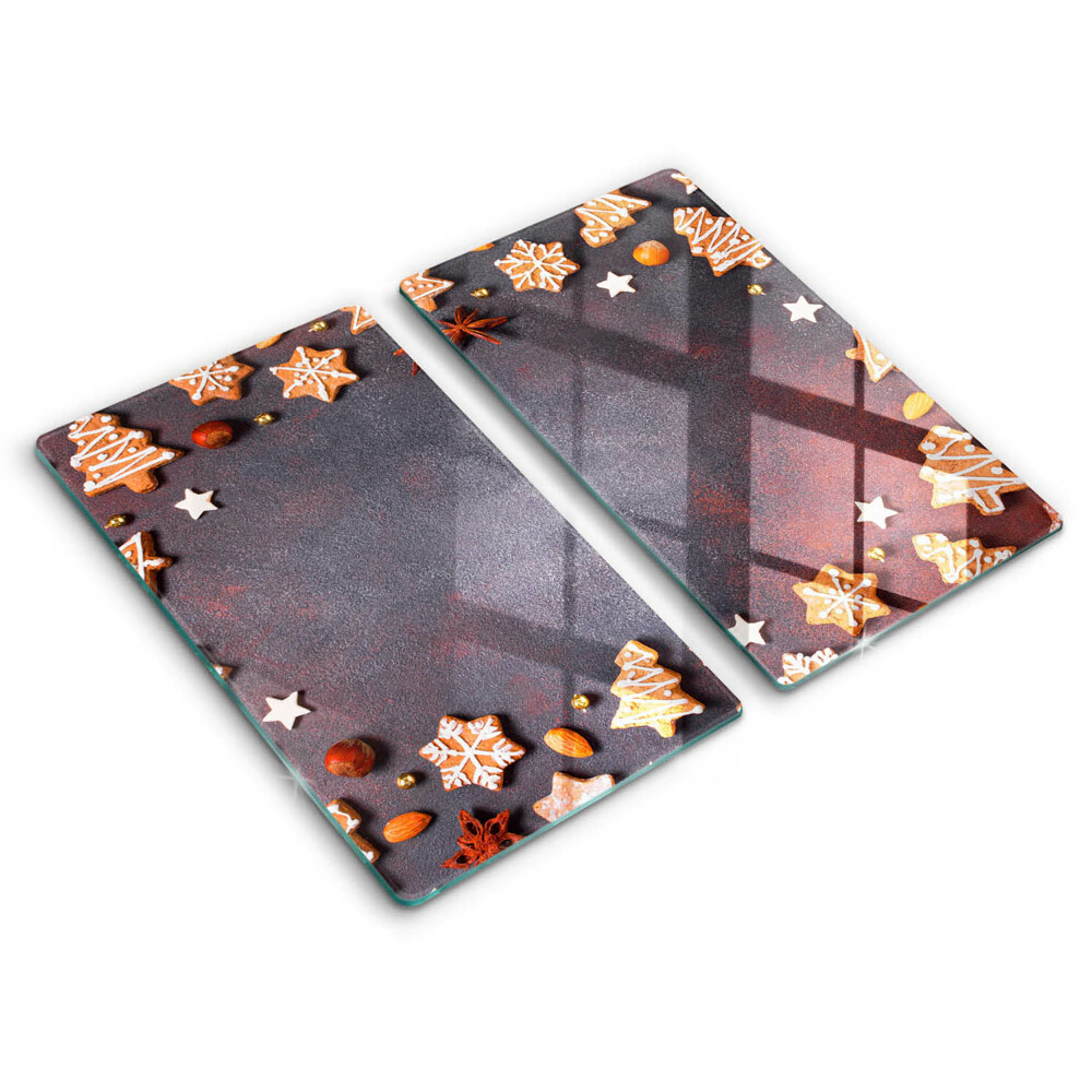 Edzett üveg vágódeszka Karácsonyi mézeskalács 2 darab