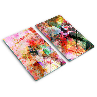 Edzett üveg vágódeszka Absztrakt festék 2 darab