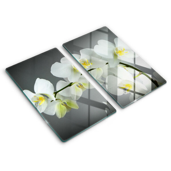 Edzett üveg vágódeszka Virágok fehér orchidea 2 szt.