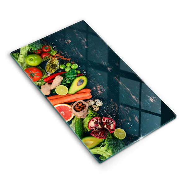 Üveg vágódeszka fényképpel Gyümölcsök és zöldségek