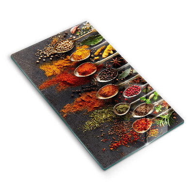 Üveg vágódeszka fényképpel Kanálnyi fűszer