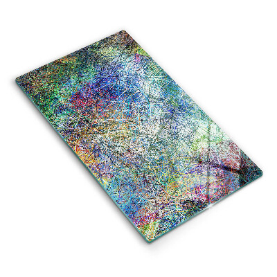 Üveg vágódeszka fényképpel Színes vonal absztrakció