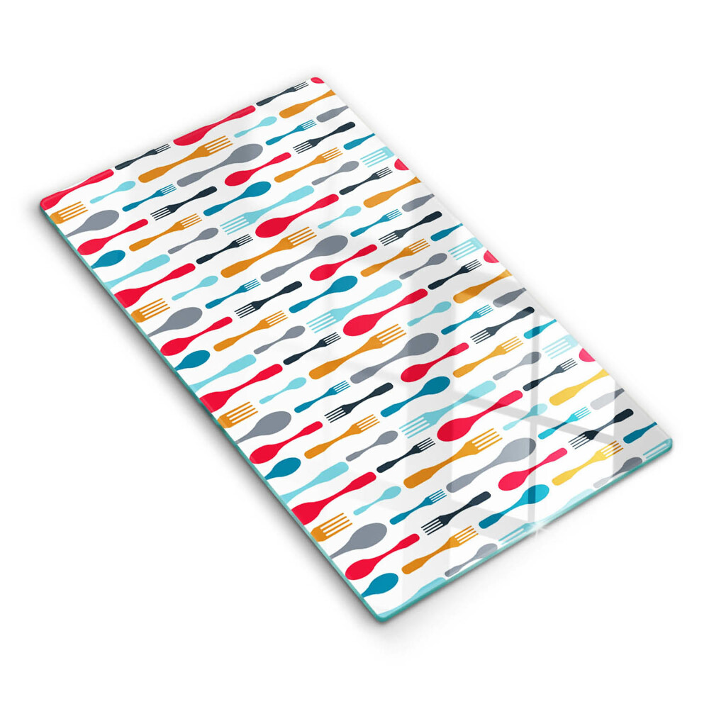 Üveg vágódeszka fényképpel Egy kanál illusztrációja