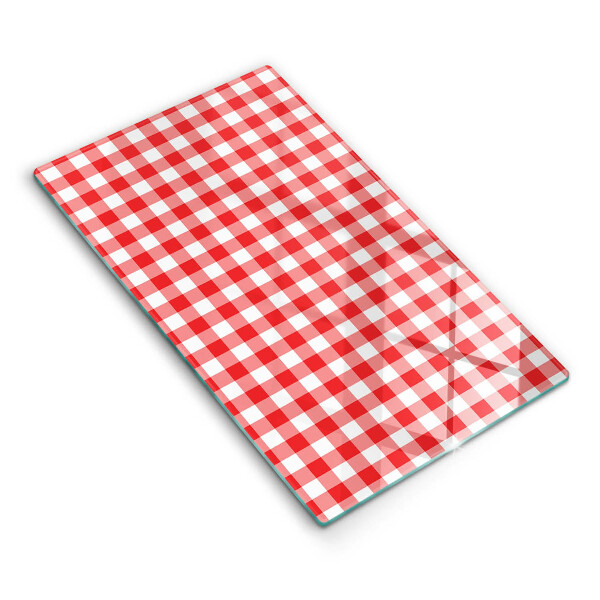 Üveg vágódeszka fényképpel Piros és fehér kockás