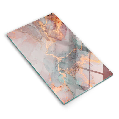 Üveg vágódeszka fényképpel Márvány arannyal