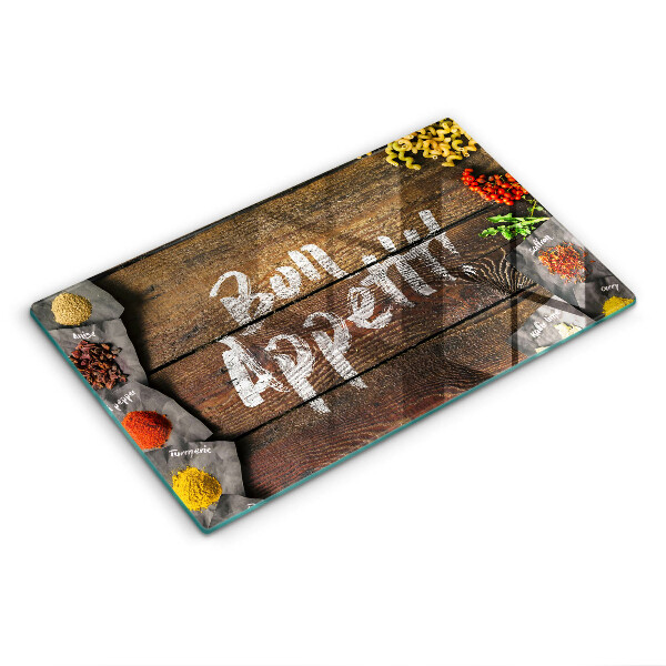 Üveg vágódeszka Bon Appetit táblák