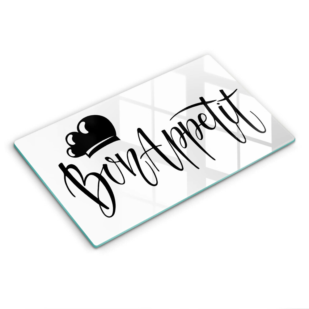 Üveg vágódeszka Bon Appetit felirat