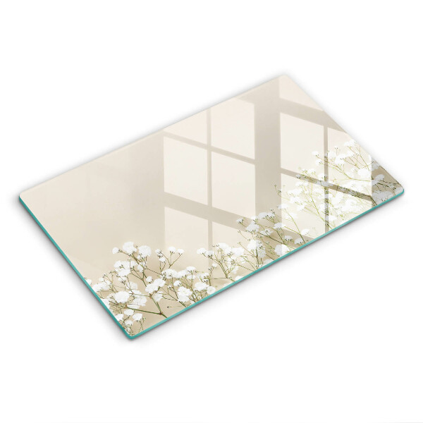 Üveg vágódeszka Gypsophila boho virágok