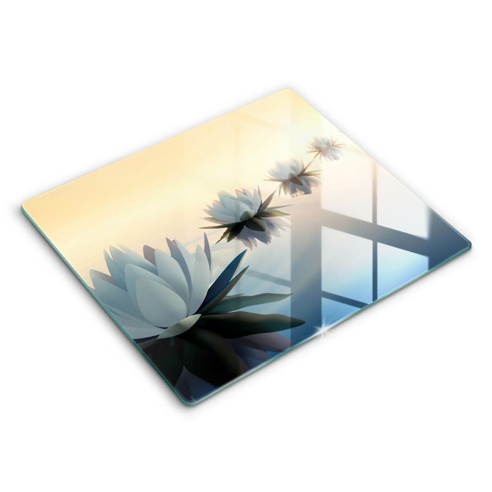 Edzett üveg vágódeszka 60x52 cm Virágok liliomok a vízen