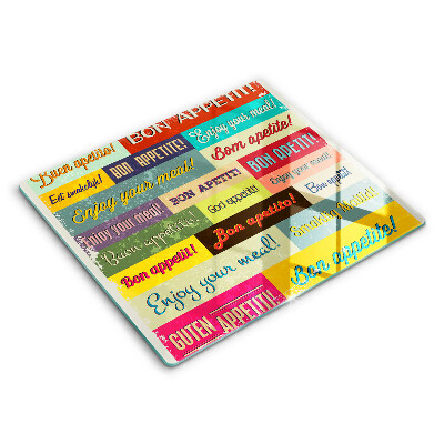 Edzett üveg vágódeszka 60x52 cm Nyelv betűkkel