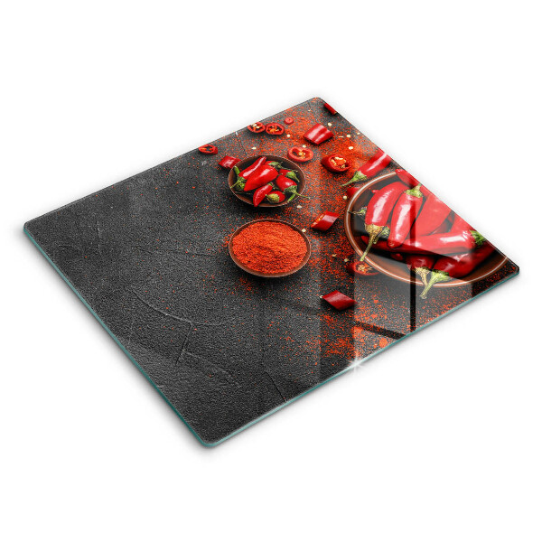 Edzett üveg vágódeszka 60x52 cm Piros chili paprika