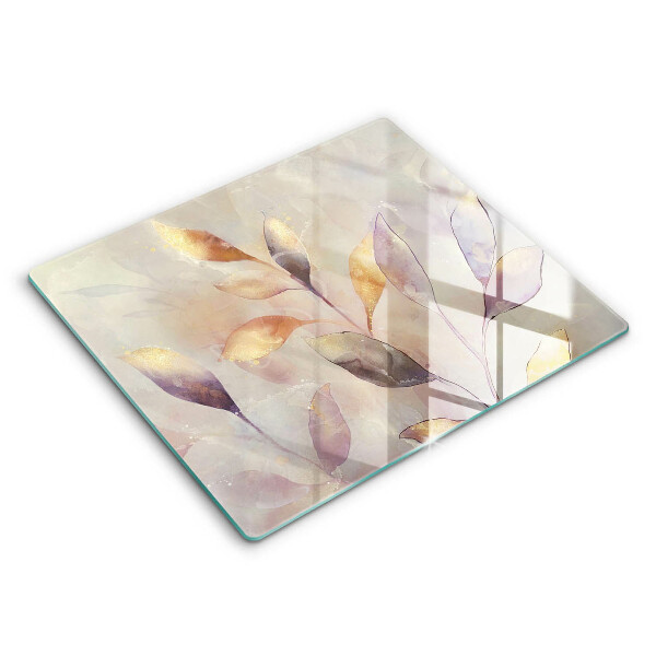 Edzett üveg vágódeszka 60x52 cm Festett boho levelek