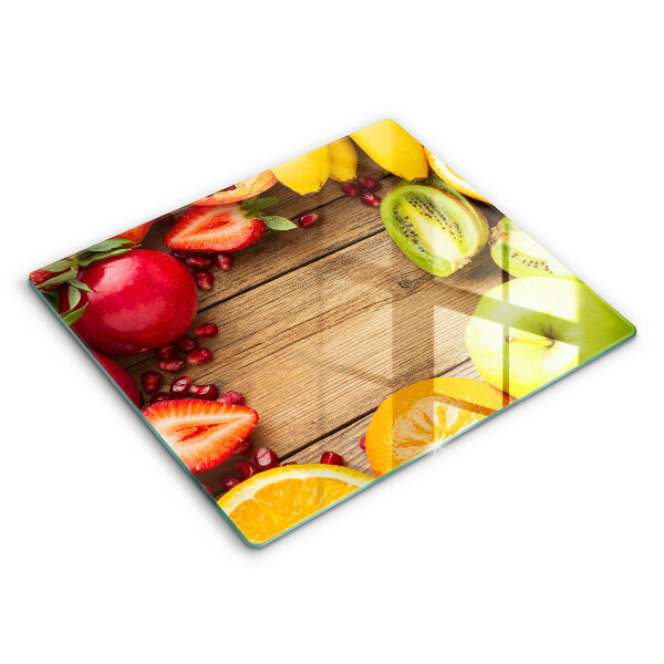 Edzett üveg vágódeszka 60x52 cm Friss gyümölcsök