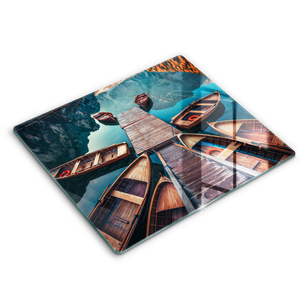 Edzett üveg vágódeszka 60x52 cm Csónakok egy tavon