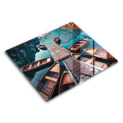 Edzett üveg vágódeszka 60x52 cm Csónakok egy tavon