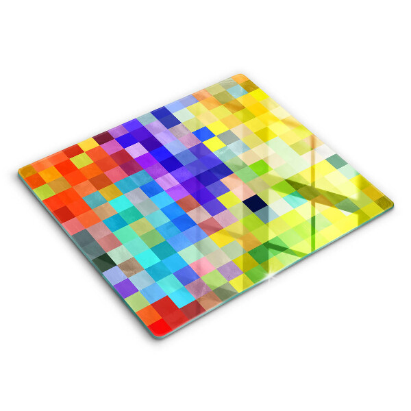 Edzett üveg vágódeszka 60x52 cm Színes pixel négyzetek