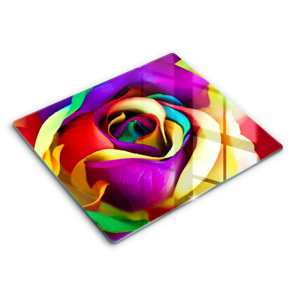 Edzett üveg vágódeszka 60x52 cm Színes rózsaszirmok