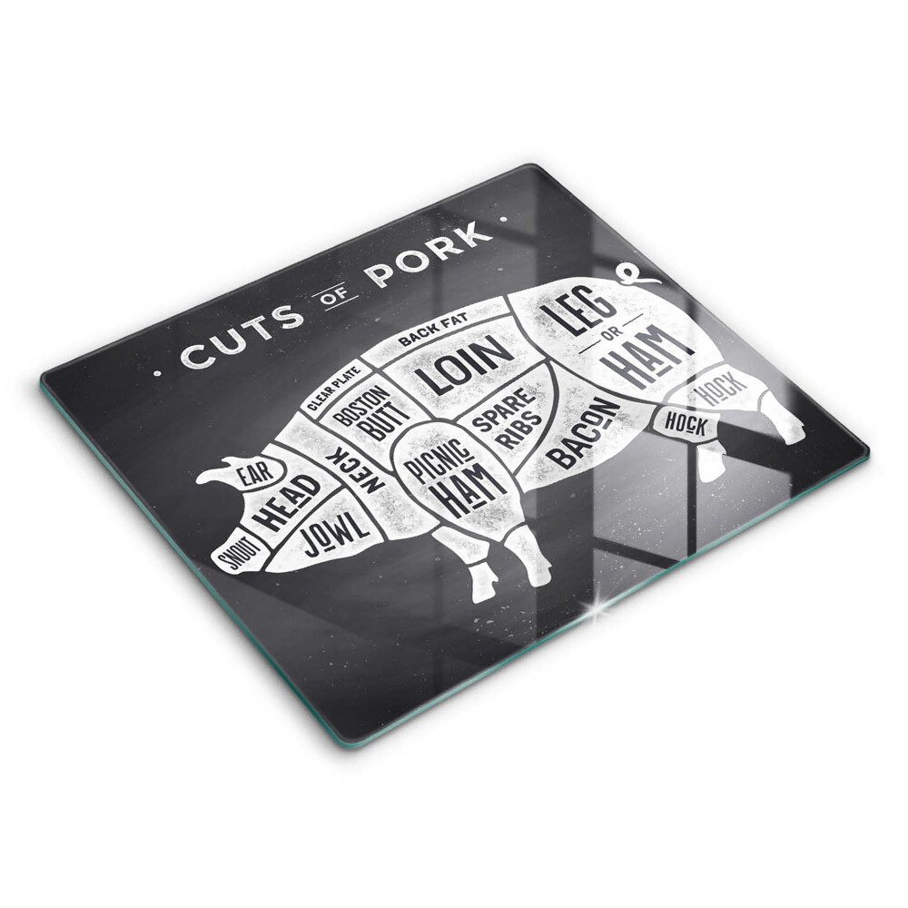 Edzett üveg vágódeszka 60x52 cm Disznóhús