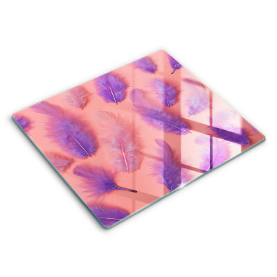 Edzett üveg vágódeszka 60x52 cm Bolyhos tollak