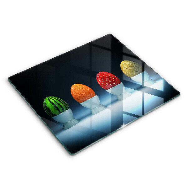 Edzett üveg vágódeszka 60x52 cm Absztrakt gyümölcs tojás