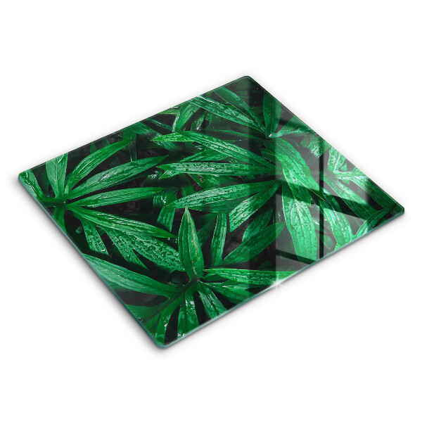 Edzett üveg vágódeszka 60x52 cm Növények levelei