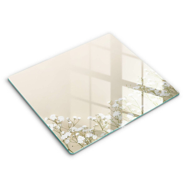 Edzett üveg vágódeszka 60x52 cm Gypsophila boho virágok