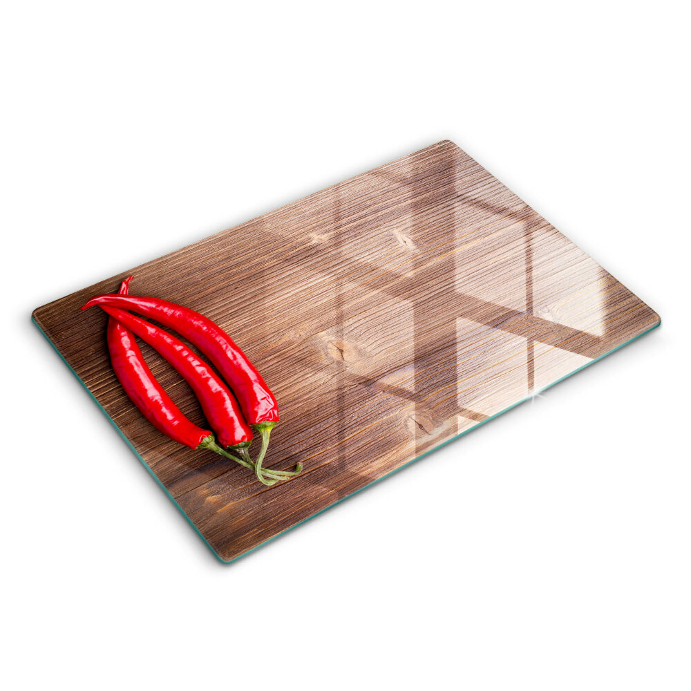 Üveg vágódeszka fényképpel 80x52 cm Chili paprika fán