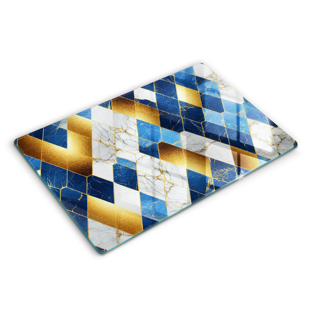 Üveg vágódeszka fényképpel 80x52 cm Arany rombusz alakú márvány
